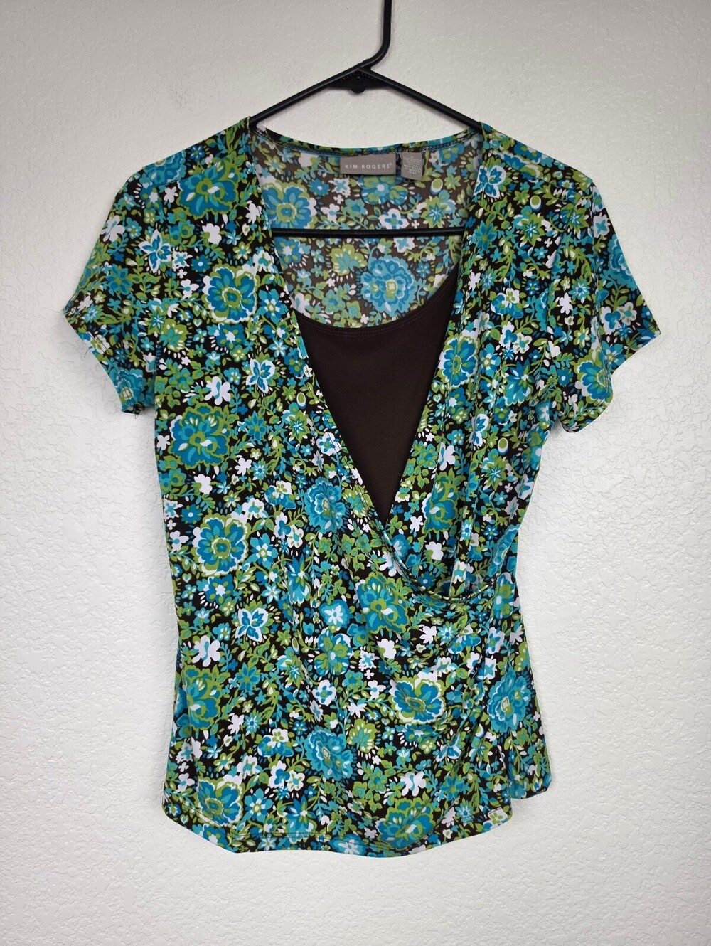 Vintage Y2K Kim Rogers Floral Print Short Sleeve Top